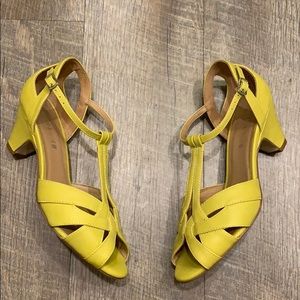Chelsea Crew  Nina chartreuse peep toe heels 38